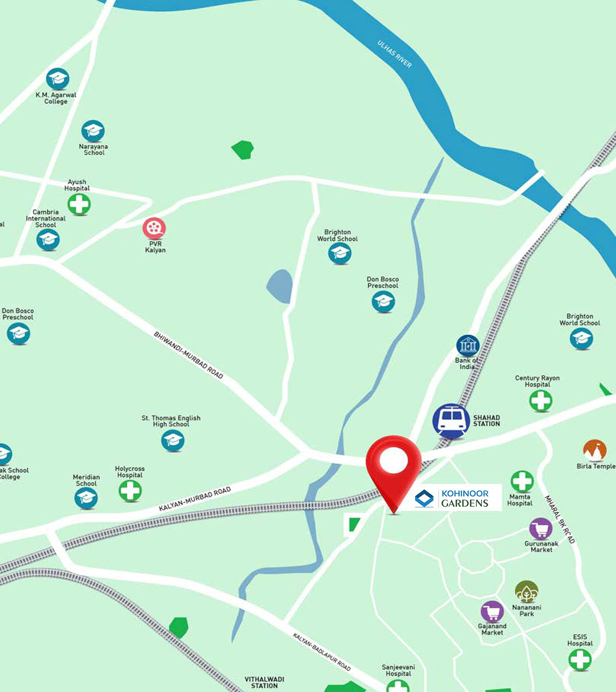 Kohinoor Gardens Kalyan Location Map